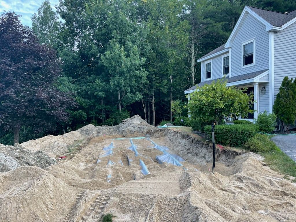 Septic System Replacement job site in Southern Maine
